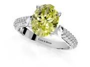 Solitaire Engagement Ring Setting for Fancy Yellow Oval Center with Multi-Row Accents and Prong Head in Platinum