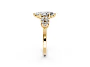 Cluster Engagement Ring Setting for Marquise Center with 2-Row Shoulder Clusters and Prong Head in Yellow Gold