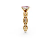Solitaire Engagement Ring Setting for Fancy Pink Radiant Cut Center with Marquise Panel Band and Prong Head in Yellow Gold