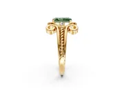 Solitaire Engagement Ring Setting for Fancy Green Radiant Cut Center with Twisted Band and Scroll Prong Head in Yellow Gold