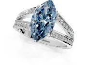 Split Shank Engagement Ring Setting for Fancy Blue Marquise Center with Pave Split Shank and Prong Head in Sterling Silver