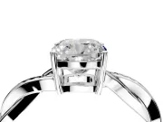 Solitaire Engagement Ring Setting for Cushion Cut Center with Twisted Pave Band and Prong Head in Sterling Silver