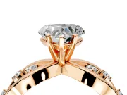 Solitaire Engagement Ring Setting for Heart-Shaped Center with Criss-Cross Accent Band and Prong Head in Rose Gold