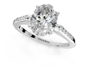 Solitaire Engagement Ring Setting for Oval Center with Channel Accents and Prong Head in Sterling Silver