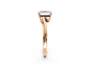 Solitaire Engagement Ring Setting for Asscher Cut Center with Plain Bypass Twist Band and Prong Head in Rose Gold