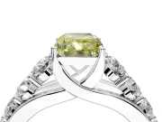 Solitaire Engagement Ring Setting for Fancy Yellow Radiant Cut Center with Graduated Shared Prongs and Prong Head in Platinum
