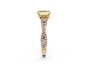 Solitaire Engagement Ring Setting for Fancy Yellow Asscher Cut Center with Twisted Pave Split Shank and Prong Head in Rose Gold