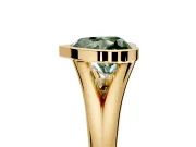 Solitaire Engagement Ring Setting for Fancy Green Heart-Shaped Center with V Split Shank and Bezel Head in Yellow Gold