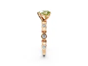 Solitaire Engagement Ring Setting for Fancy Yellow Heart-Shaped Center with Beaded Bezel Station Band and Prong Head in Rose Gold
