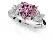 Floral Engagement Ring Setting for Fancy Pink Heart-Shaped Center with Marquise Cluster Shoulders and Prong Head in Platinum