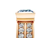 Bezel Engagement Ring Setting for Fancy Blue Princess Cut Center with Wide Channel-Set Band and Bezel Head in Rose Gold