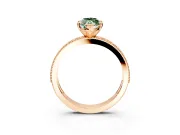 Milgrain Pave Engagement Ring Setting for Fancy Green Marquise Center with Accent Band and Prong Head in Rose Gold