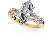 5 Stone Engagement Ring Setting for Marquise Center with Graduated Accents and Prong Head in Yellow Gold