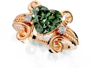 Solitaire Engagement Ring Setting for Fancy Green Heart-Shaped Center with Twisted Band and Scroll Prong Head in Rose Gold