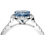Floral Engagement Ring Setting for Fancy Blue Princess Cut Center with Pave Band and Floral Prong Head in White Gold