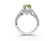 Solitaire Engagement Ring Setting for Fancy Yellow Heart-Shaped Center with Filigree Accent Basket and Prong Head in White Gold