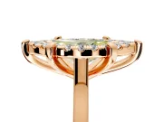 Single Halo Engagement Ring Setting for Fancy Yellow Marquise Center with Corner Claws, Plain Band and Prong Head in Rose Gold