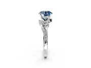 Solitaire Engagement Ring Setting for Fancy Blue Round Cut Center with Marquise Accent Twist Band and Prong Head in Sterling Silver