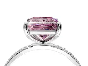 Solitaire Engagement Ring Setting for Fancy Pink Princess Cut Center with Pave Accents and Prong Head in Platinum