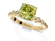 Solitaire Engagement Ring Setting for Fancy Yellow Cushion Cut Center with Bezel-Dot Beaded Band and Prong Head in Yellow Gold