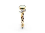 Floral Engagement Ring Setting for Fancy Green Asscher Cut Center with Trailing Marquise Accents and Prong Head in Yellow Gold