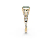 Solitaire Engagement Ring Setting for Fancy Green Radiant Cut Center with Pave Split Shank and Prong Head in Yellow Gold