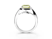 Bezel-Framed Halo Engagement Ring Setting for Fancy Yellow Asscher Cut Center with Pave Band and Prong Head in White Gold