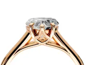 Solitaire Engagement Ring Setting for Heart-Shaped Center with Cathedral Band and Prong Head in Rose Gold
