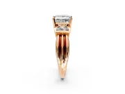 Solitaire Engagement Ring Setting for Princess Cut Center with Grooved Bar Accent Band and Prong Head in Rose Gold