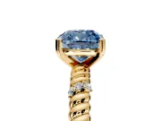 Rope Engagement Ring Setting for Fancy Blue Cushion Cut Center with Accent Shoulders and Prong Head in Yellow Gold
