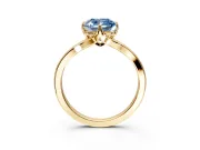 Solitaire Engagement Ring Setting for Fancy Blue Cushion Cut Center with Plain Split Shank and Prong Head in Yellow Gold