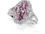 Halo Engagement Ring Setting for Fancy Pink Marquise Center with Two-Strand Split Shank and Prong Head in Platinum