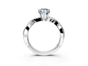 Crossover Engagement Ring Setting for Fancy Blue Pear-Shaped Center with Pave and Plain Strands and Prong Head in Sterling Silver