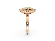 Halo Engagement Ring Setting for Fancy Yellow Round Cut Center with Milgrain Bezel Rim, Plain Band and Prong Head in Rose Gold