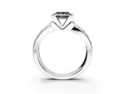 Bezel Engagement Ring Setting for Fancy Green Princess Cut Center with Wide Channel-Set Band and Bezel Head in Platinum