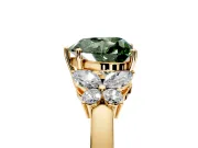 Solitaire Engagement Ring Setting for Fancy Green Heart-Shaped Center with Marquise Flower Shoulders and Prong Head in Yellow Gold