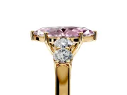5 Stone Engagement Ring Setting for Fancy Pink Marquise Center with Equal Close-Set Accents and Prong Head in Yellow Gold