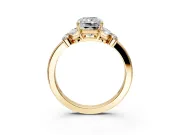 Solitaire Engagement Ring Setting for Radiant Cut Center with Marquise Flower Shoulders and Prong Head in Yellow Gold