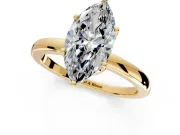Solitaire Engagement Ring Setting for Marquise Center with Plain Band and Tulip Prong Head in Yellow Gold