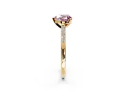 Solitaire Engagement Ring Setting for Fancy Pink Heart-Shaped Center with Channel Accents and Prong Head in Yellow Gold