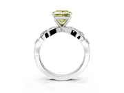 Solitaire Engagement Ring Setting for Fancy Yellow Princess Cut Center with Criss-Cross Accent Band and Prong Head in Sterling Silver