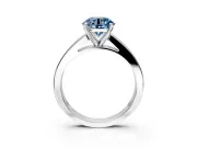 Solitaire Engagement Ring Setting for Fancy Blue Round Cut Center with Princess Cut Channel Band and Prong Head in Sterling Silver