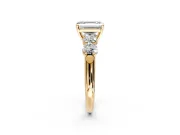 5 Stone Engagement Ring Setting for Emerald Cut Center with Graduated Accents and Prong Head in Yellow Gold