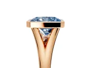 Solitaire Engagement Ring Setting for Fancy Blue Radiant Cut Center with V Split Shank and Bezel Head in Rose Gold