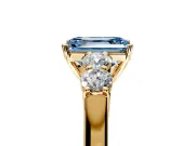 5 Stone Engagement Ring Setting for Fancy Blue Emerald Cut Center with Equal Close-Set Accents and Prong Head in Yellow Gold