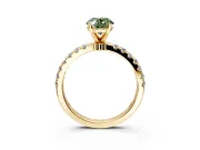 Open Basket Engagement Ring Setting for Fancy Green Oval Center with Pave Band and Prong Head in Yellow Gold