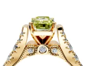 Solitaire Engagement Ring Setting for Fancy Yellow Emerald Cut Center with Pave Cathedral Shoulders and Prong Head in Yellow Gold