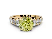 Solitaire Engagement Ring Setting for Fancy Yellow Round Cut Center with Graduated Shared Prongs and Prong Head in Yellow Gold