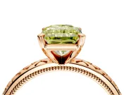 Solitaire Engagement Ring Setting for Fancy Yellow Radiant Cut Center with Milgrain X Pattern Band and Prong Head in Rose Gold