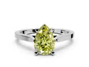 Solitaire Engagement Ring Setting for Fancy Yellow Pear-Shaped Center with Tapered Shoulders and Prong Head in Sterling Silver